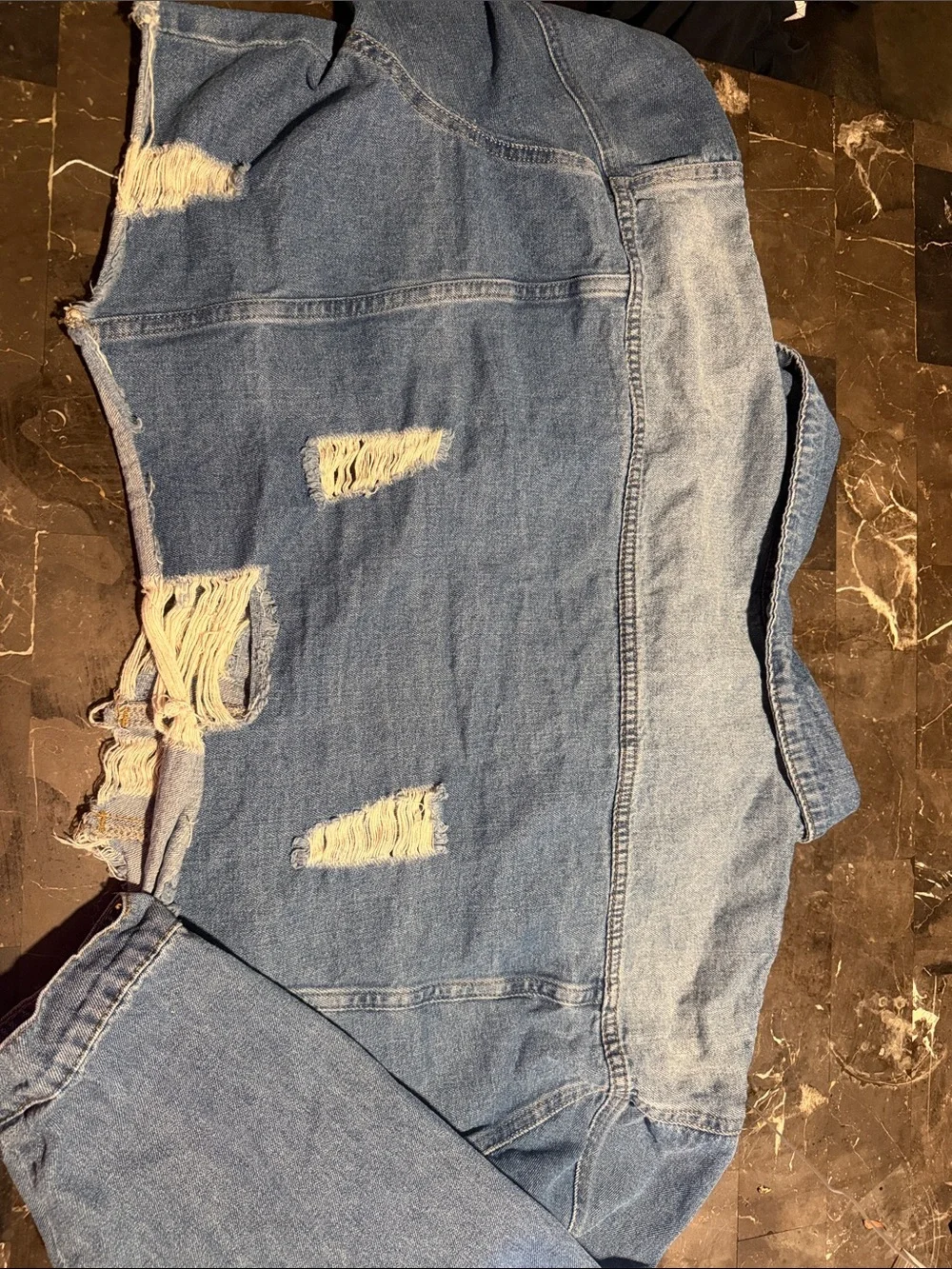 SHEIN Light Blue Distressed Denim Jacket